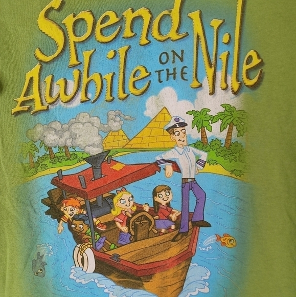 VINTAGE Tee Spend Awhile On The Nile Graphic Tee In Size Small By Gildan. - Picture 2 of 4